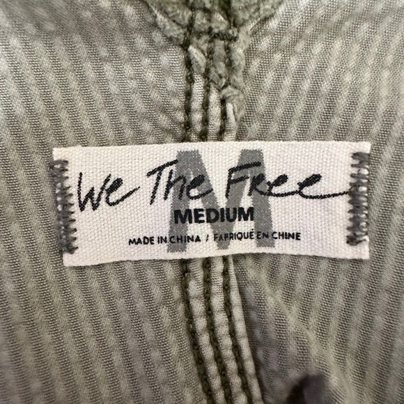 Free People Baxter Cord Jumper Olive Green Corduroy Raw Hem Size Medium - Picture 12 of 13